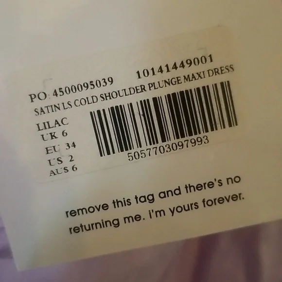 Missguided Lavendar Satin Cold Shoulder maxi dress size US 2 new with tags - Picture 4 of 8